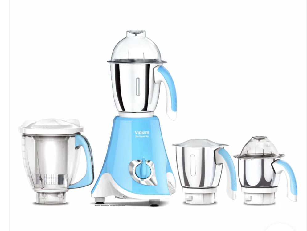 Vidiem Super Blue 750 Watts Mixer Grinder with Juicer Jar and UL Certified Motor-110 Volts