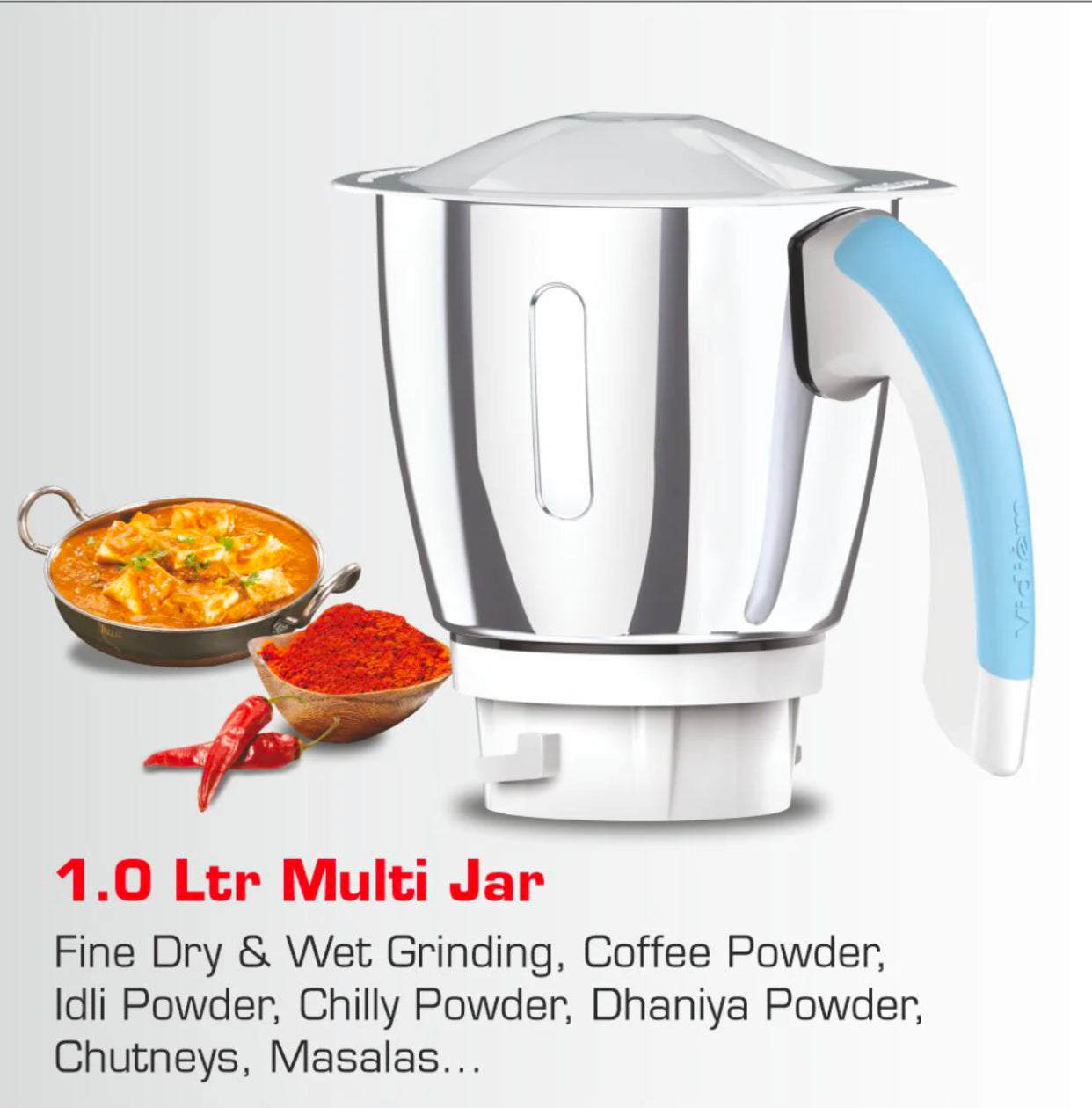 Vidiem Super Blue 750 Watts Mixer Grinder with Juicer Jar and UL Certified Motor-110 Volts
