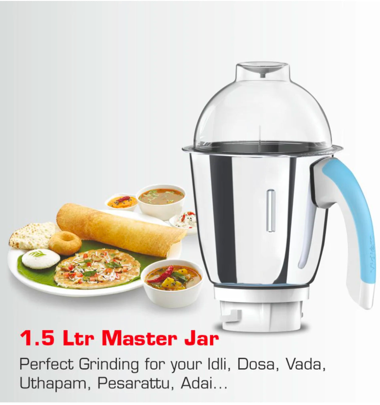 Vidiem Super Blue 750 Watts Mixer Grinder with Juicer Jar and UL Certified Motor-110 Volts