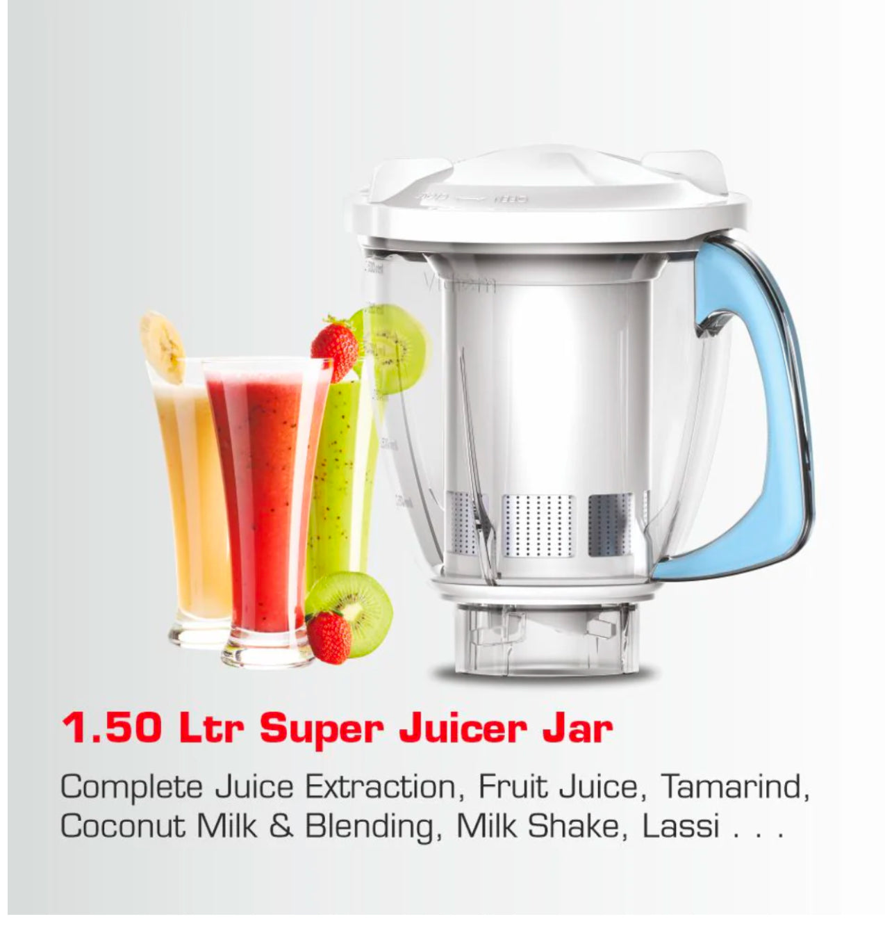 Vidiem Super Blue 750 Watts Mixer Grinder with Juicer Jar and UL Certified Motor-110 Volts