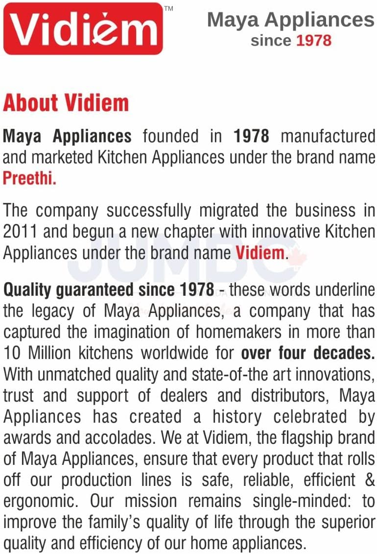 Vidiem Tusker Mixer Grinder 750W with UL Certified motor - 110 V with 6 Jars