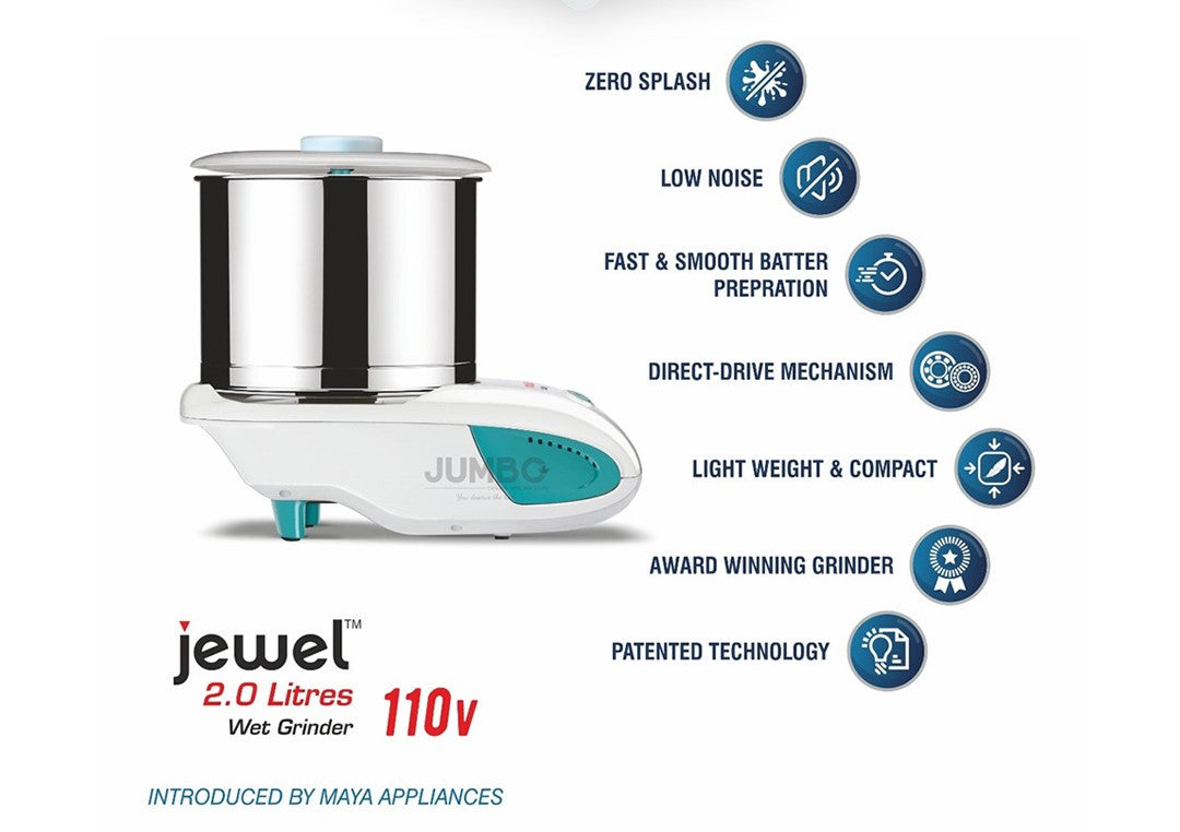 JEWEL ST TABLE TOP WET GRINDER- 2 Liters,110 volts