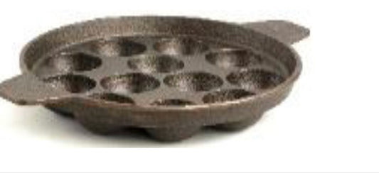 Cast Iron Round Paniyaram Pan 12 Molds
