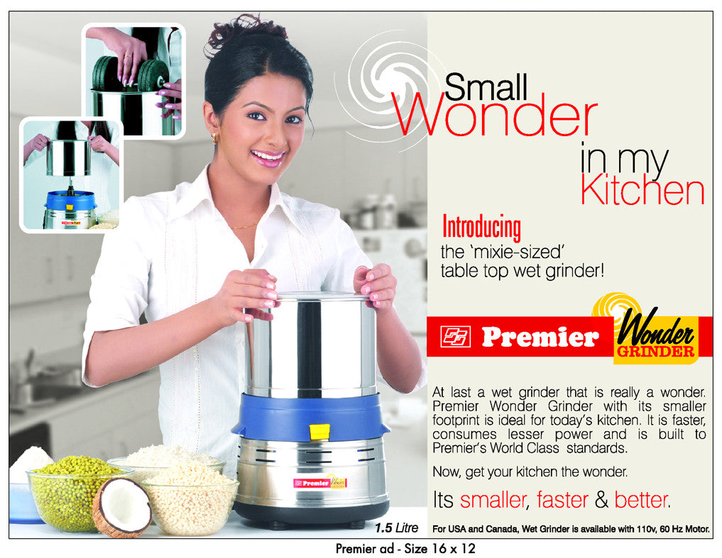 Buy Premier Wonder Grinder  Premier Wet Grinder 1.5 litre with 110 V -  Diamond Trading Inc